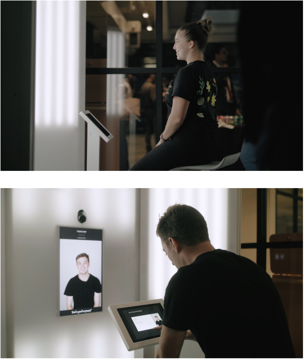 The Studio Pod Clients enjoying the process of taking professional headshots for their portfolio