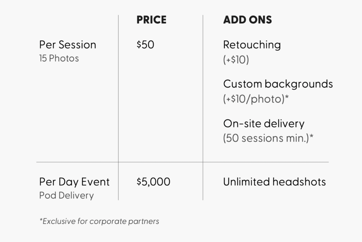 The Studio Pod's corporate pricing