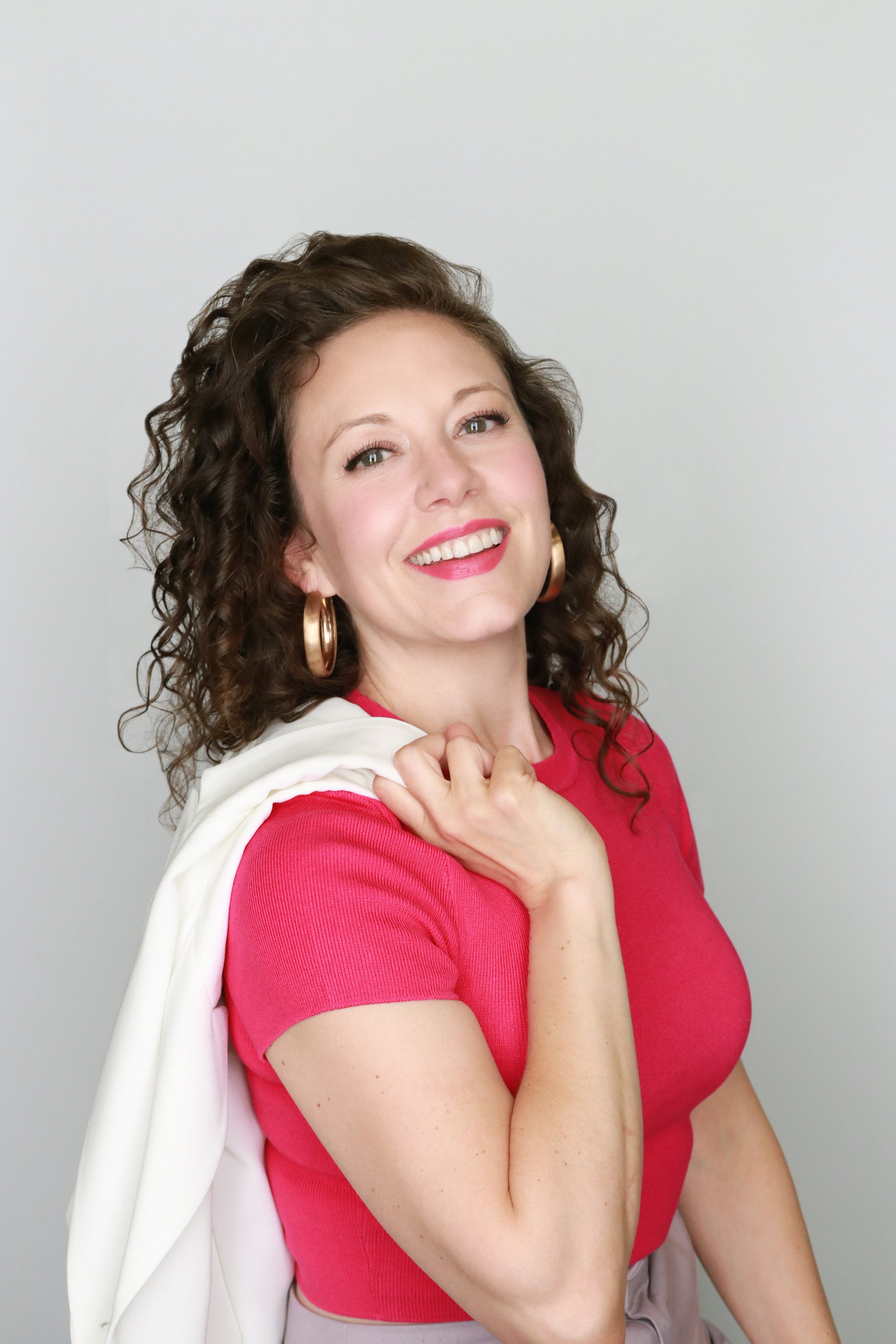 Woman's Headshot Female Actress in Pink