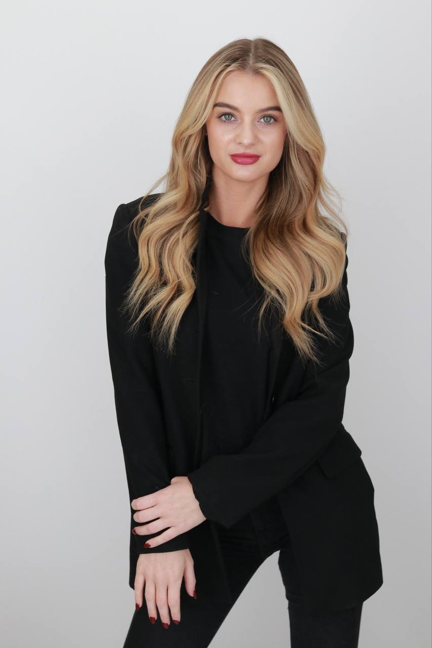 model in black after makeup